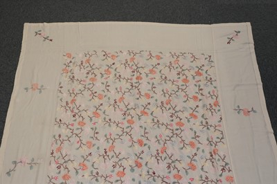 Lot 538 - Embroidered Bedcovers. A pair of embroidered coverlets, early 20th century