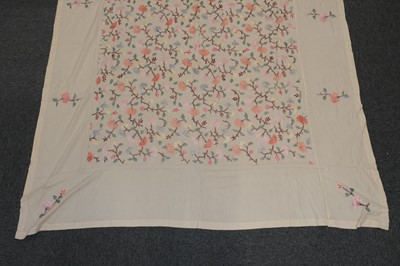 Lot 538 - Embroidered Bedcovers. A pair of embroidered coverlets, early 20th century