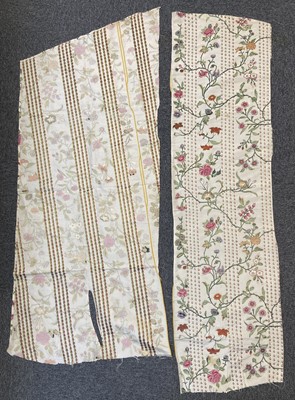 Lot 523 - Chinese. Five panels of painted silk brocade from a court dress, circa 1750, & others similar