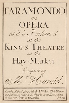 Lot 195 - Handel (George Frederick). Faramondo, an Opera, circa 1740