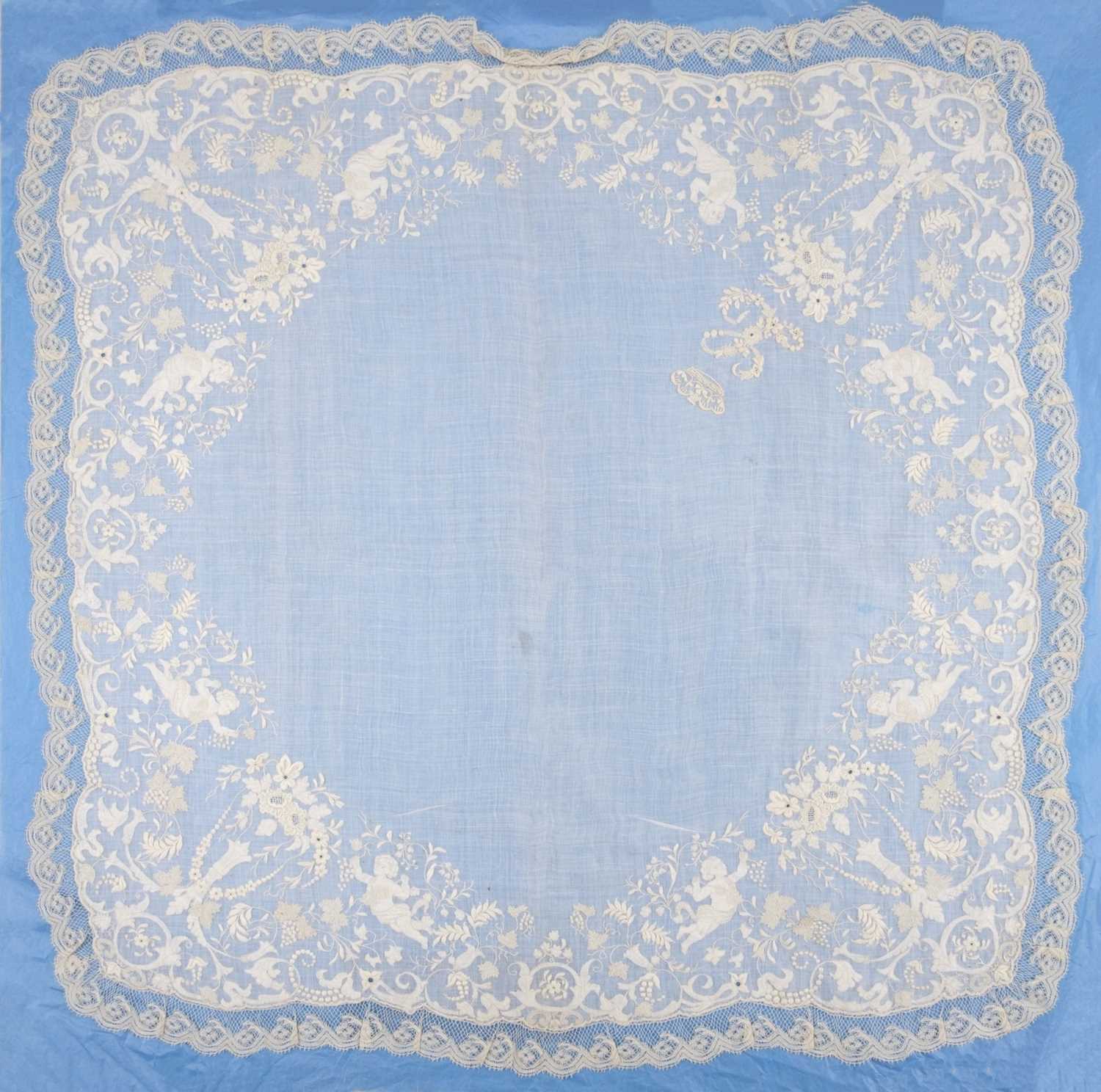 Lot 560 - Louisa (Princess Louise, Duchess of Argyll, 1848-1939). A large finely embroidered lawn handkerchief