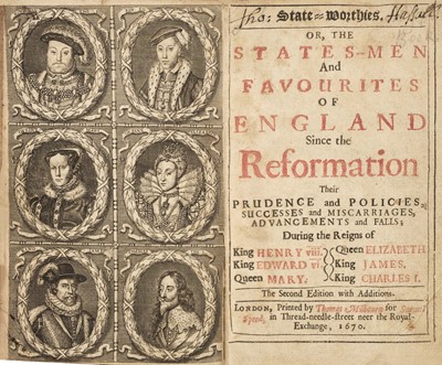 Lot 233 - Lloyd (David). State-Worthies. Or, The States-Men and Favourites ...since the Reformation, 1670