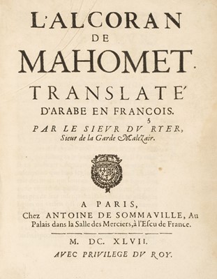 Lot 303 - Qur'an. L’Alcoran de Mahomet, translaté d’arabe en françois..., 1647