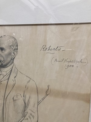 Lot 67 - Nightingale (Basil, 1864-1940). Field Marshal Lord Roberts, 1900, pencil drawing on paper