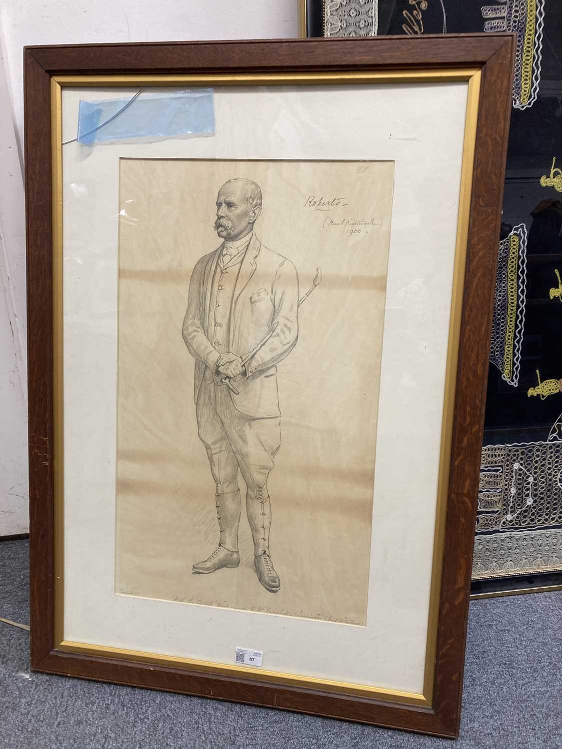 Lot 67 - Nightingale (Basil, 1864-1940). Field Marshal Lord Roberts, 1900, pencil drawing on paper