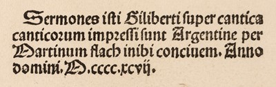 Lot 163 - Gilbert of Hoyland (1110-1170). Sermones Giliberti Super Canticaorum, 1497