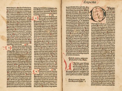 Lot 160 - Bible [Latin]. Incipit epistola beati Hieronymi ad Paulinum presbyterii de omnibus..., 1486