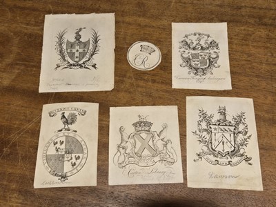 Lot 370 - British Armorial Bookplates. A collection of 70 engraved bookplates of British nobility and gentry, mostly 18th century