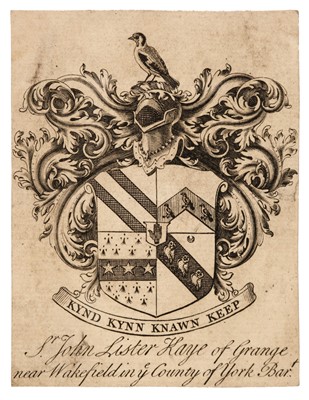 Lot 370 - British Armorial Bookplates. A collection of 70 engraved bookplates of British nobility and gentry, mostly 18th century