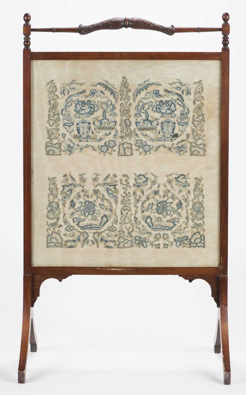 Lot 519 - Chinese. A firescreen of appliqué embroidery, 19th century