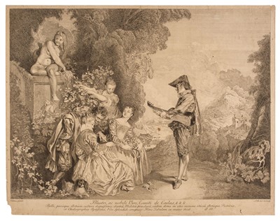 Lot 36 - Mercier (Philippe, 1689-1760). Leçon d'Amour, after Jean-Antoine Watteau, etching..., and others