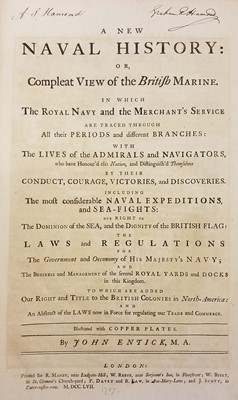 Lot 392 - Entick (John). A New Naval History: or, Compleat View of the British Marine, 1757