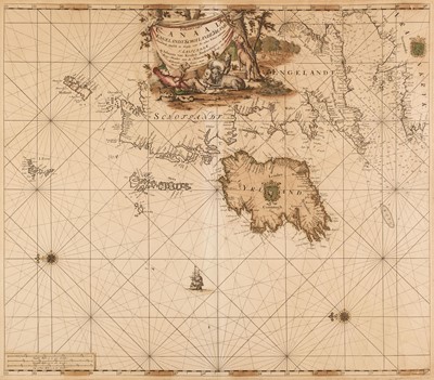 Lot 220 - Sea chart. Van Keulen (Johannes), Paskaart van't Canaal Engelandt Schotlandt en Yrland, circa 1690