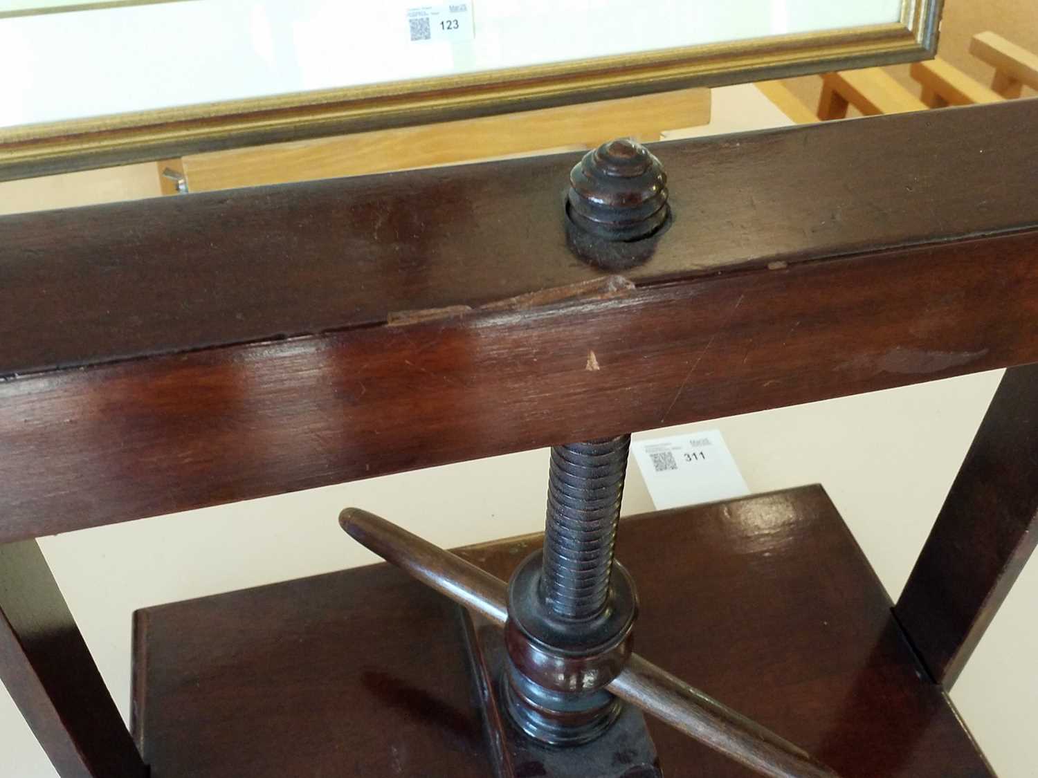Lot 311 - Book press. A finely constructed small-scale