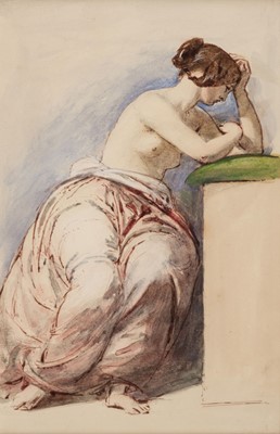 Lot 141 - Frost (William Edward, 1810-1877). Seated Female Resting on a Cushion, watercolour