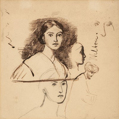 Lot 185 - Prinsep (Valentine Cameron, 1838-1904). Young Girl, pen and ink on paper