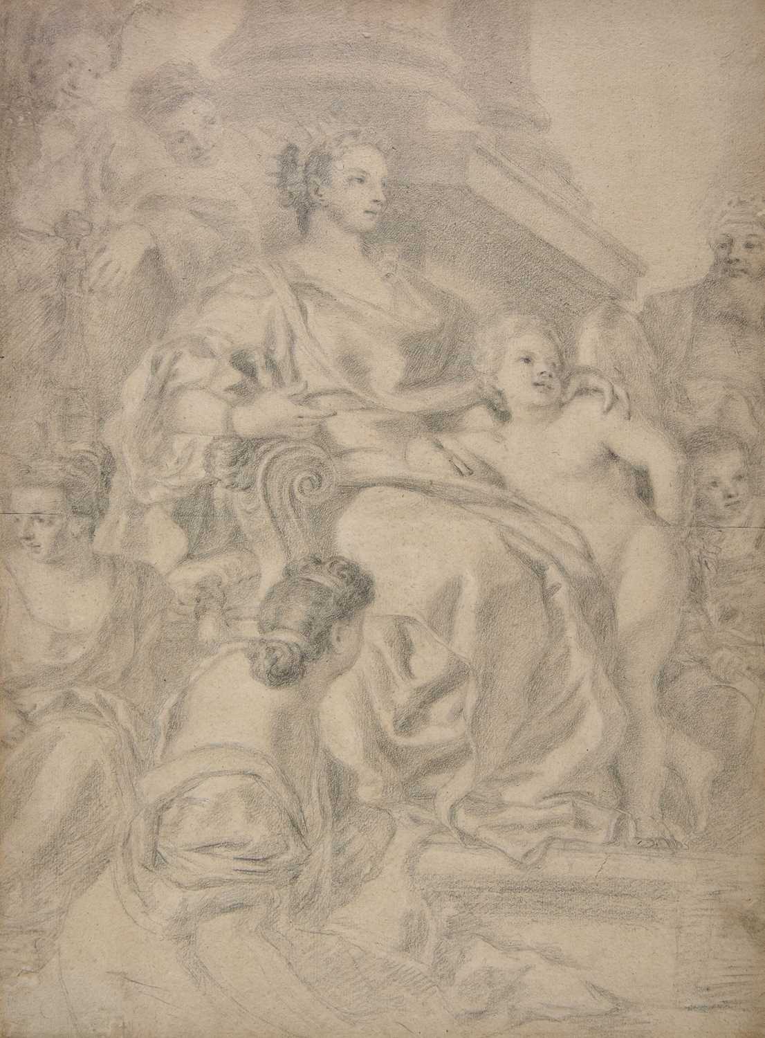 Lot 35 - Circle of Francesco Solimena (1657-1747). Aeneas at the Court of Dido, circa 1720s, chalk