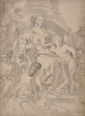 Lot 35 - Circle of Francesco Solimena (1657-1747). Aeneas at the Court of Dido, circa 1720s, chalk