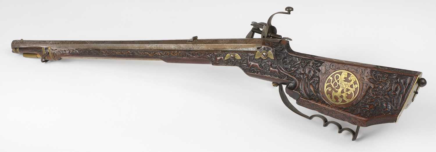 Lot 162 - Wheel-Lock Carbine. A fine Austrian wheel-lock carbine attributed to the 'Master of the Animal Head Scrolls'