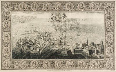 Lot 215 - Pine (John). Two untitled engravings showing the progress of the Spanish Armada, 1739