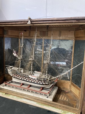 Lot 1 - Prisoner of War. A Napoleonic bone model three-masted ship of the line, circa 1800