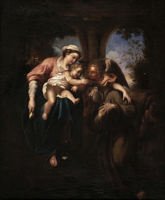 Lot 10 - After Annibale Carracci (1560-1609). Vision of Saint Francis, oil on canvas