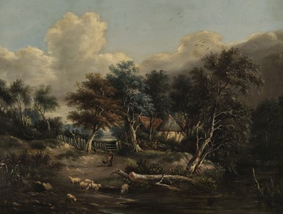 Lot 152 - Vrolijk (Adrianus Jacobus, 1834-1862). Landscape with Farmstead...