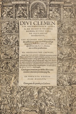 Lot 365 - Clement I (Pope). Divi Clementis recognitionum libri x ad Jacobum fratrem Domini, 1526