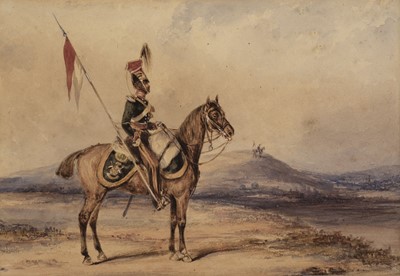 Lot 136 - Attributed to Henry Martens (1790-1868). Cavalry Scenes, pair of watercolours