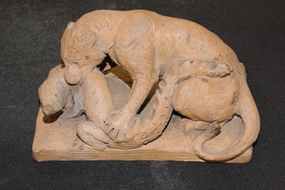 Lot 97 - Barye (Antoine-Louis, 1795-1875). Gavial attaqué par un tigre, circa 1840