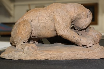 Lot 97 - Barye (Antoine-Louis, 1795-1875). Gavial attaqué par un tigre, circa 1840