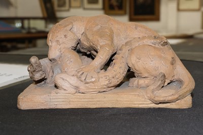 Lot 97 - Barye (Antoine-Louis, 1795-1875). Gavial attaqué par un tigre, circa 1840