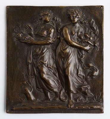 Lot 93 - French or Italian School. Autumn and Winter, bronze plaquette, circa 1600