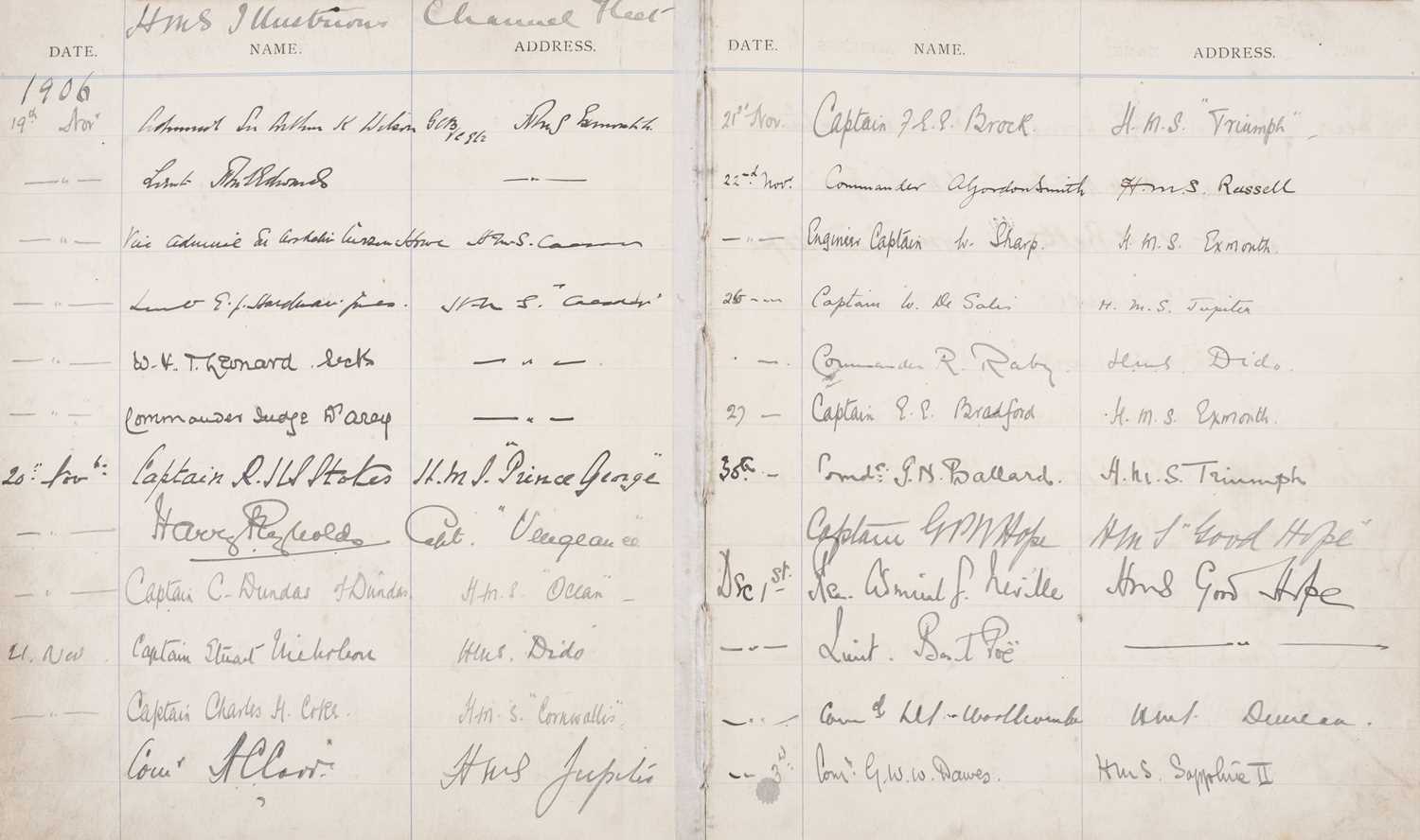 Lot 21 - Royal Navy. An Edwardian visitors' book belonging to Rear Admiral G.A. Callaghan