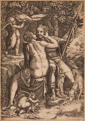 Lot 8 - Ghisi (Giorgio Mantovano, 1520-1582). Venus and Adonis, 1570