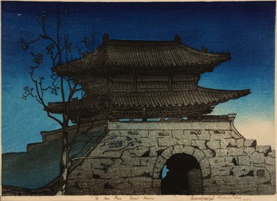 Lot 380 - Kennedy (Margaret, late 19th - early 20th century). Tō Dai Mon, Seoul Korea, 1926, woodcut