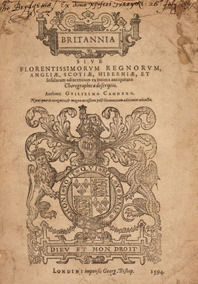 Lot 31 - Camden (William). Britannia. Sive Florentissimorum regnorum, Angliae, Scotiae, Hiberniae, 1594