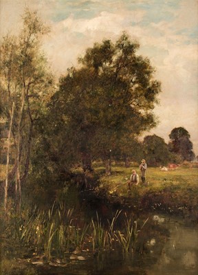 Lot 187 - Yeend King (Henry John, 1855-1924). Anglers on a River Bank, oil