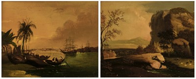 Lot 112 - After James Baillie Fraser (1783-1856). Pair of indian waterside views, possibly near Calcutta