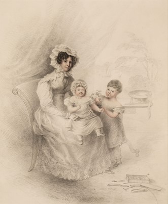 Lot 117 - English School. Family group of a mother and two children, 1829