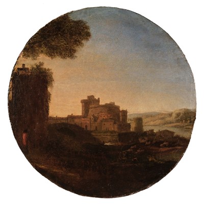 Lot 39 - Italian School. Scenic landscape with Buildings, early 18th century