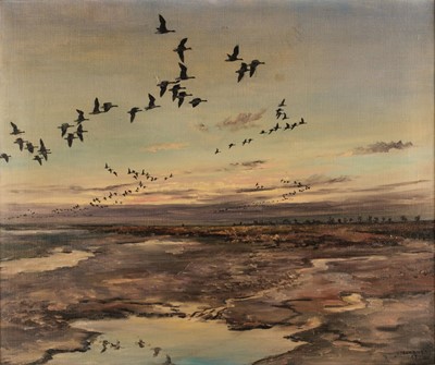 Lot 197 - Monahan (Hugh, 1914-1970). Morning Flight of Brent Geese..., 1954