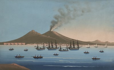 Lot 144 - Neapolitan school. Bay of Naples with Mount Vesuvius in the background, 19th century