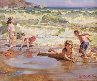 Lot 320 - Krotov (Youri, 1964-). Four young children at the sea's edge, circa 2000..., and others