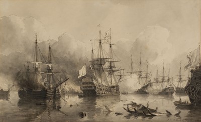 Lot 147 - Schotel (Pieter Jan, 1808-1865). Naval Battle at Tobago, (3 March 1677), circa 1850