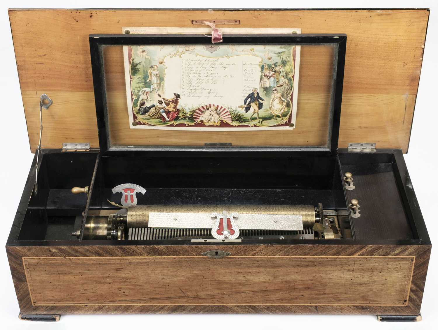Lot 583 - Music Box. A Victorian Swiss music box, circa 1880