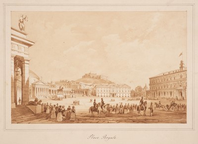 Lot 115 - Naples School. Les Temples de Pestum & Place Royale, circa 1820