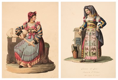 Lot 121 - De Vito (Michela, early 19th century). A collection of 68 original watercolours of Italian costume, circa 1830