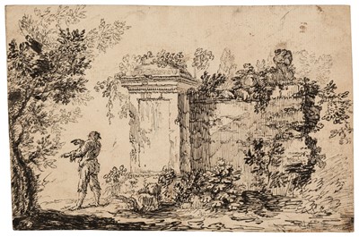 Lot 82 - Landscape with Figure and Ruin, 1784, pen and black ink