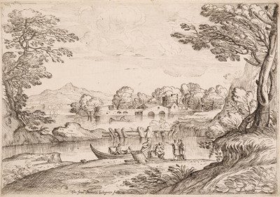 Lot 12 - Grimaldi (Giovanni Francesco, 1606-1680). Landscape with fishing boat..., and others